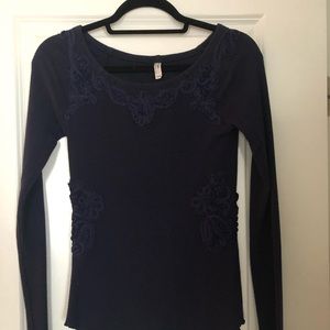 Blue long sleeve with floral details